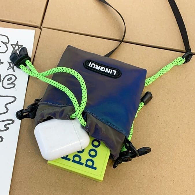 ショルダーバッグメンズ ミニ オーロラ輝き巾着ミニショルダー