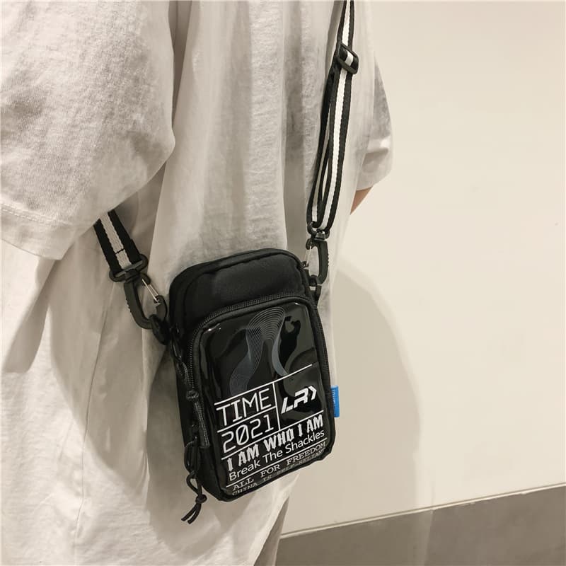 ショルダーバッグメンズ スマホ クリアポケット付き多機能ミニショルダー