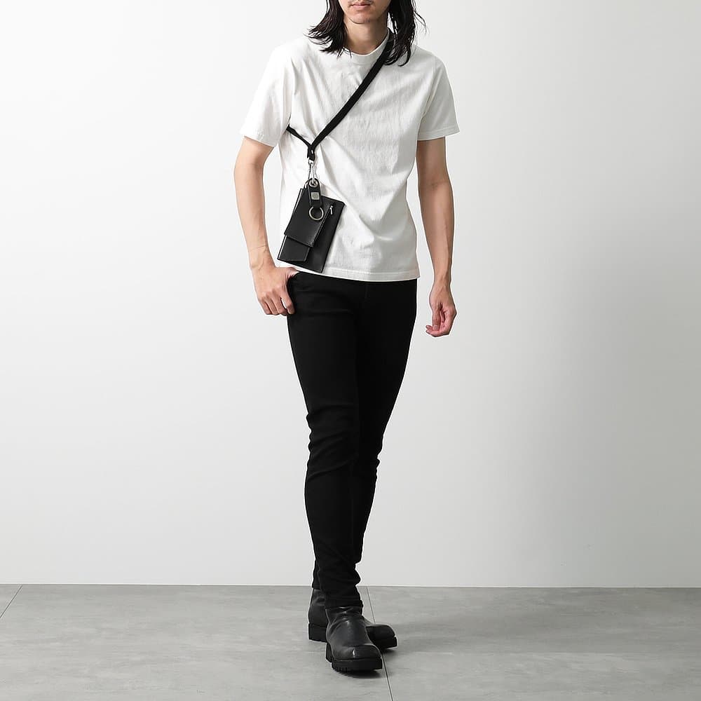 ショルダーバッグメンズ 財布 ネックストラップ付き二つ折り財布