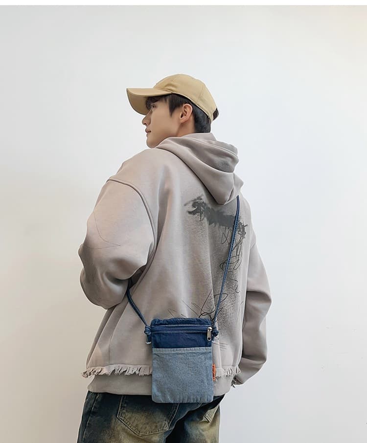 ショルダーバッグメンズ 財布 デニム調ミニショルダーポーチ