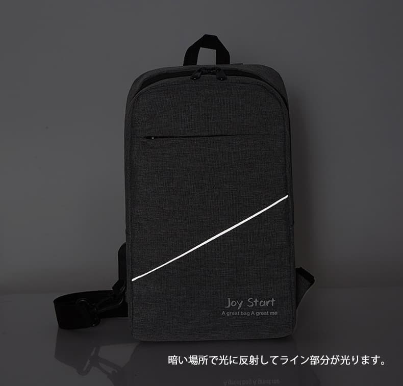 メンズショルダーバッグ 防水ボディバッグ メンズ ショルダー 軽量 光反射 充電ポート付 ミニ