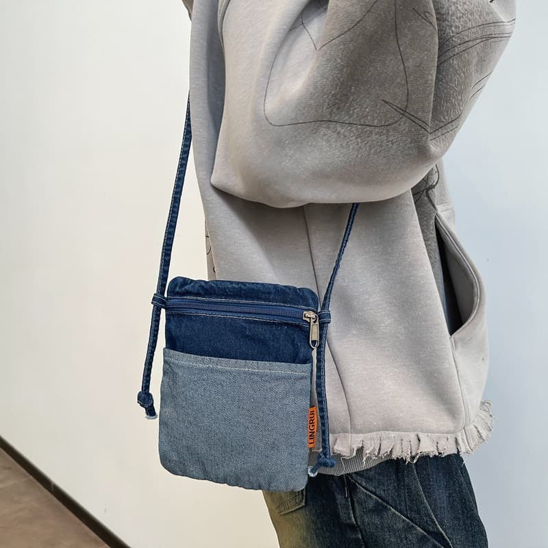 ショルダーバッグメンズ 財布 デニム調ミニショルダーポーチ