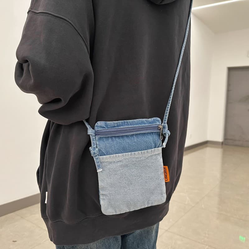 ショルダーバッグメンズ 財布 デニム調ミニショルダーポーチ