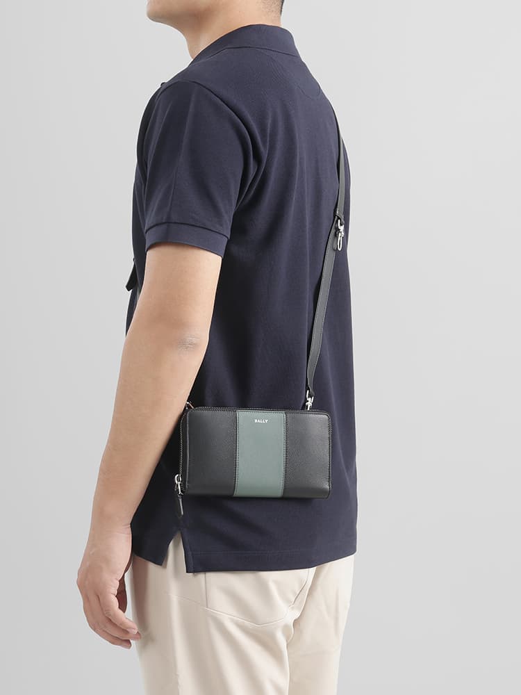 ショルダーバッグメンズレザー財布 ツートーン ショルダーウォレット